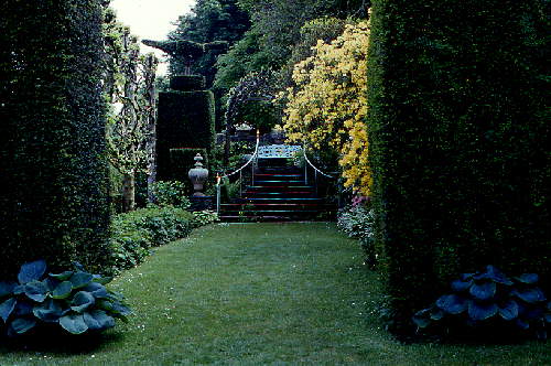 Wales, Plas Brondanw, Topiary